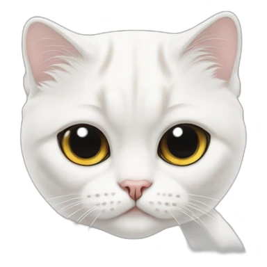 white scottish-fold cat missing one eye sticker