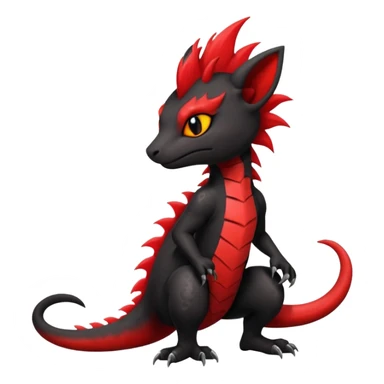 Shiny cool badass Fiery gothic evil black and red salandit-Liten-torracat with a red Mohawk  sticker