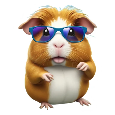 Hawaiian Guinea pig with sunglasses on surfboard and a Shaka sign with hand sticker