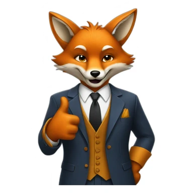 Cool Fox in a suit with his thumbs up  sticker