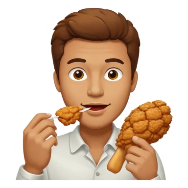 man eating chicken sticker