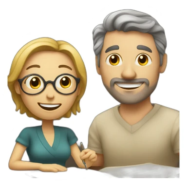 Lady write poem and very happy with his husband sticker