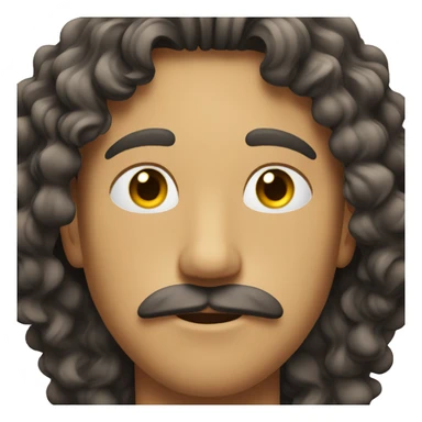 Guy with long curly hair with mustache  sticker