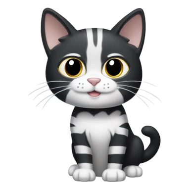 Black cat with white paws and grey stripes sticker