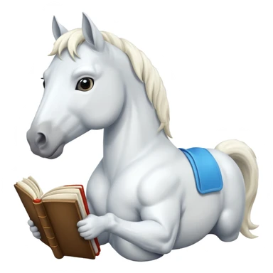  white horse with book sticker