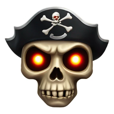 Scary pirate skull with glowing red eyes sticker