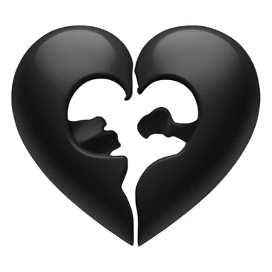 black heart two halves sticker