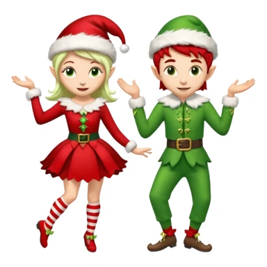dancing male and female Christmas elves  sticker