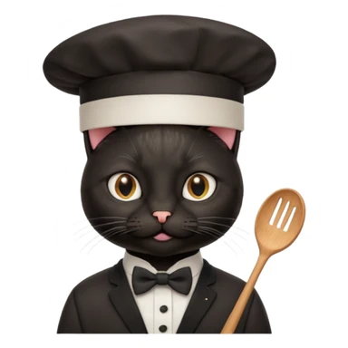 chef black cat, bow tie and hat sticker