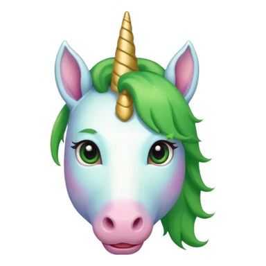 unicorn face cute and green haired and bearded wearing hat sticker