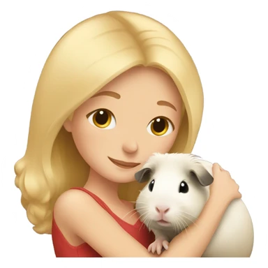 Blonde Woman hugging a guineapig sticker