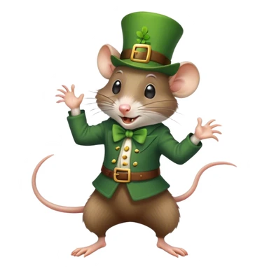 Rat doing an Irish jig with leprechaun hat on sticker