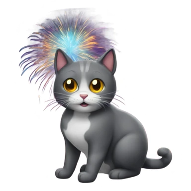 New year 2025 cat and fireworks  sticker