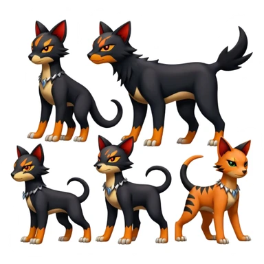 Cool edgy Torracat-Houndour-Litten-Digimon, full body sticker