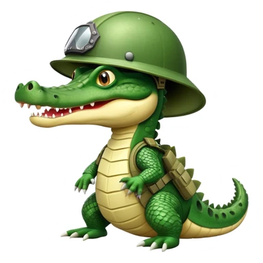 Military crocodile with explosive features, crocodile wearing a helmet sticker