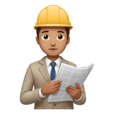 thinking architect in office cloth without helmet that holds architecture plan and is in thinking pose sticker