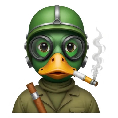 duck with a gas mask and cigarette  sticker