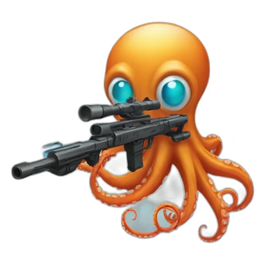 octopus holding a laser rifle sticker
