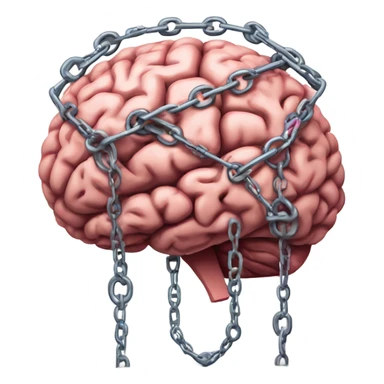 Brain bound with hearts in chains sticker