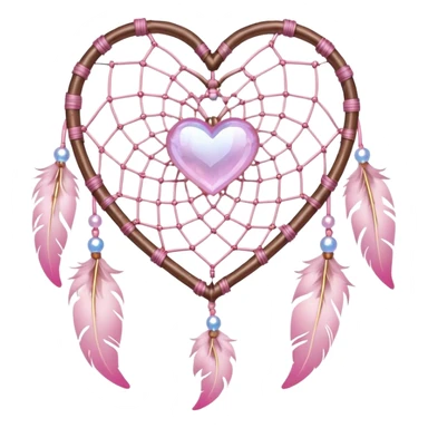 Iridescent pastel pink heart Sakura dreamcatcher sticker