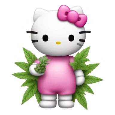Hello kitty holding Pink herb nug sticker