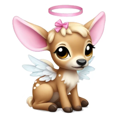 Baby fawn with pink bow and angel wings sticker