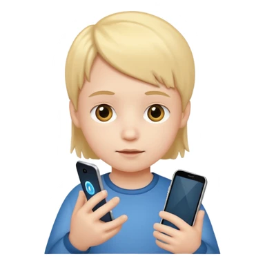 child face with a smartphone in hand sticker
