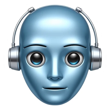 ai agent light blue metalic face bot sticker