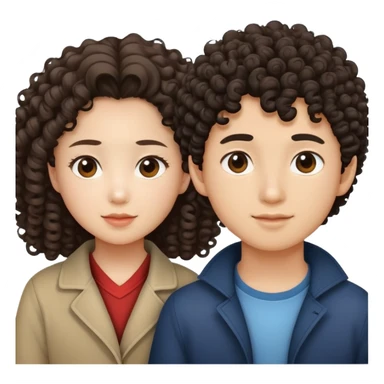 asian girl with glassed curly hair boy  sticker