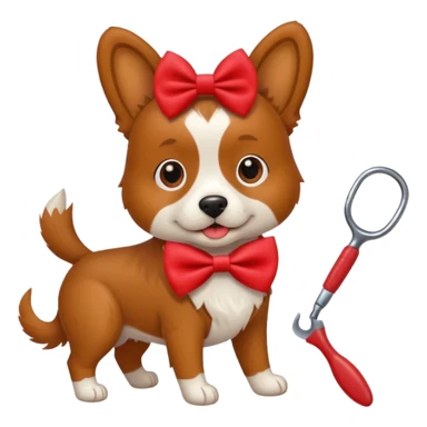 dog, dog bow, toy, grooming tool sticker