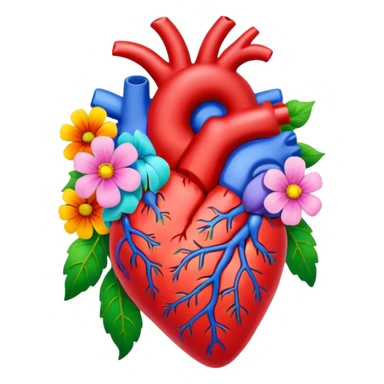 Anatomical hart with flowers sticker