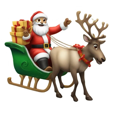 Real Reindeer pulling a sleigh by Santa sticker