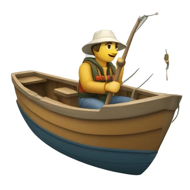 boat and fisherman sticker