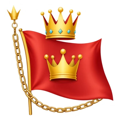 red flag with a crown on  with a yellow square chains inside sticker