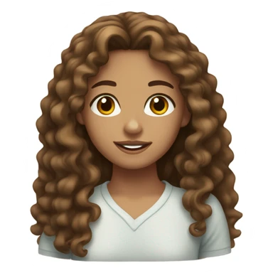 Tan skin girl with long curly brown hair with brown eyes and freckles sticker