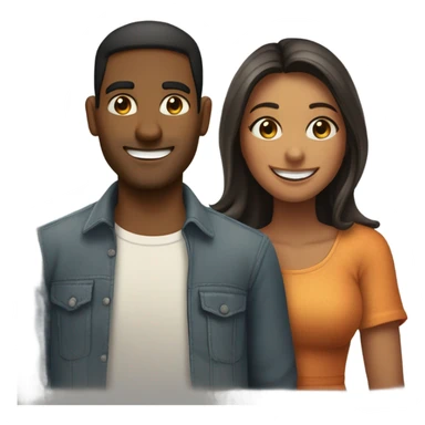 dois melhores amigos almoçando juntos, um homem moreno e uma mulher loira sorrindo os dois  sticker