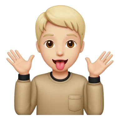 Tongue out with hands to the side sticker