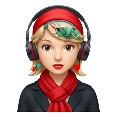taylor swift with red scarf wearing headphones sticker