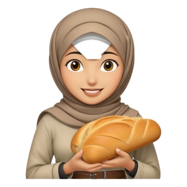 arab GIRL with hijab half body to belt, big bread sticker