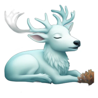 The white deer sleeping under the sea sticker
