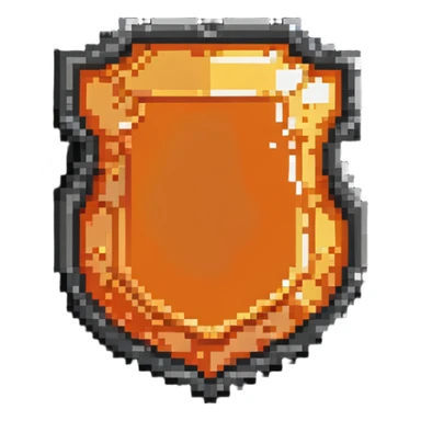 HTML5 shield logo with 8-bit style pixel aesthetic and bright orange color sticker