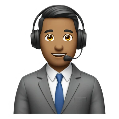 hotline consultant with headphones with microphone sticker