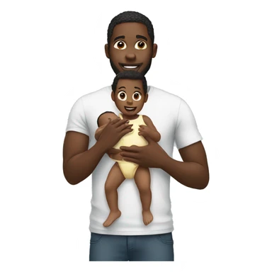 Black Man holding a baby and holding baby oil sticker