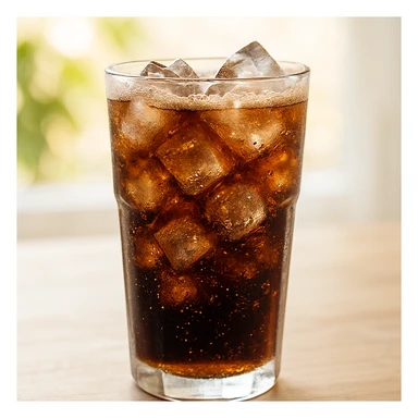 a glass of fernet with coca cola, Argentine style, with ice cubes, sparkling bubbly drink, glass cup, refreshing sensation sticker