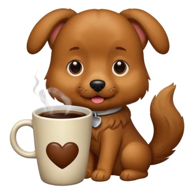 Dog with a cup of coffee sticker