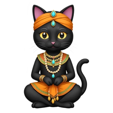 black cat wearing indian clothes sticker
