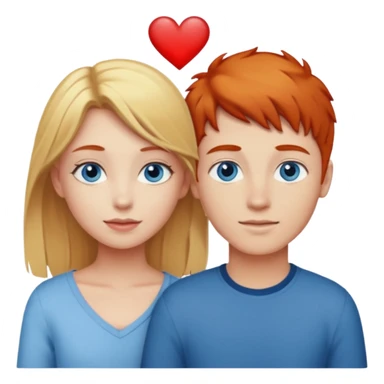 Blonde pretty girl with blue eyes, and taller red haired boy in love with each other sticker