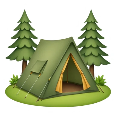 simple camping tent in forest sticker