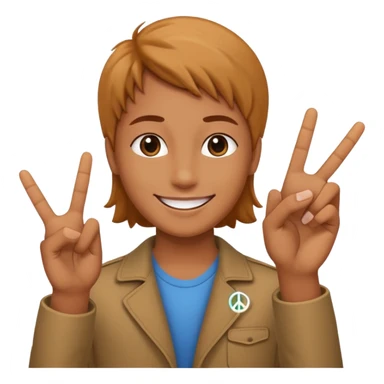 smile with peace sign sticker