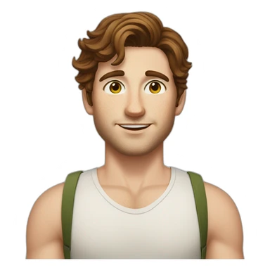 Medium length Brown haired guy with lots of freckles, amber-green eyes sticker